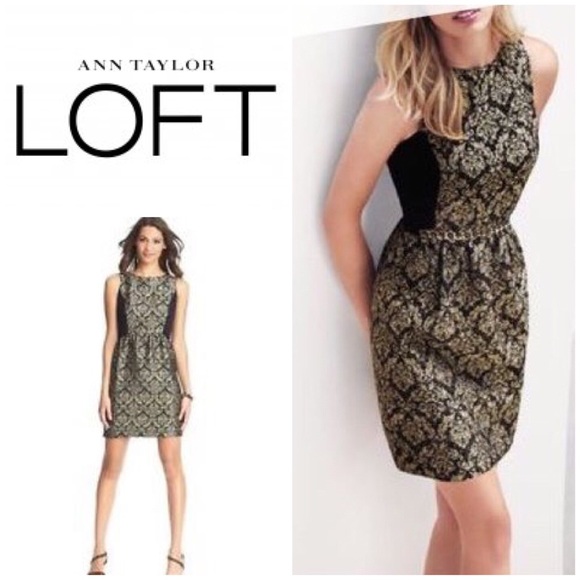 black and gold jacquard dress